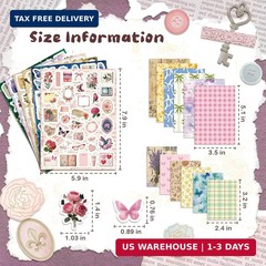 540 PCS Vintage Floral Scrapbook Supplies & Scrapbook Stickers, Junk Journal Sup