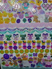 Sandylion sticker sheet vintage 80’s 90’s prismatic glitter 7X9″ Easter egg bunn