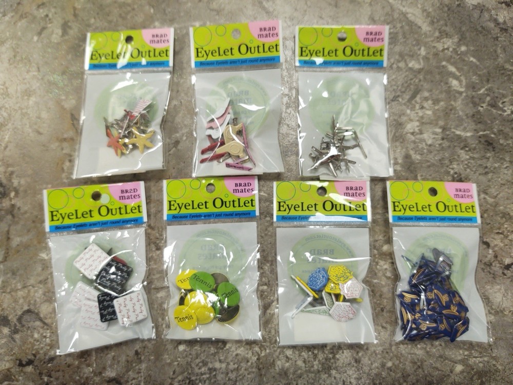 Eyelet Outlet Brads Lot of NEW 7 packs Card Making Scrapbooking Tennis Shoes