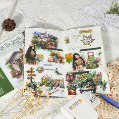 Garden Journal Stickers for Junk Journal Supplies, 50 Sheets Precut Watercolor W