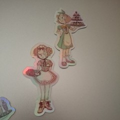 Steven universe Pearl 50s Diner Waitress Holographic Sticker lot X4 . 3x3inch