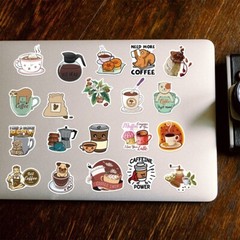 50pcs Coffee Stickers,Waterproof No Residue, 168