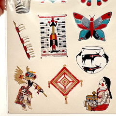 Vintage Astroline Southwest Stickers Metallic Foil Native Motif 2 Sheets NOS