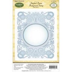 Just Rite Cling STITCHED FRAME BACKGROUND RED RUBBER STAMP 4 x 5 Scrapbooking