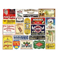 Vintage Advertising Signs, 2 Cut & Peel Sticker Sheets, 44 Reproductions