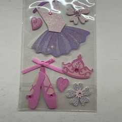 Recollections Ballerina Dimensional Stickers Set Ballet Shoes Outfit Crown