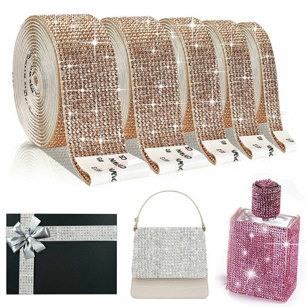 Self Adhesive Crystal Rhinestone Sticker Diamond Ribbon DIY Car Phone Bags Decor