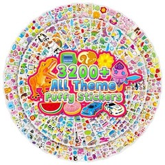 3200+ 3D Puffy Stickers for Kids in Box, 64 Sheets Cute Animal Stickers Bulk