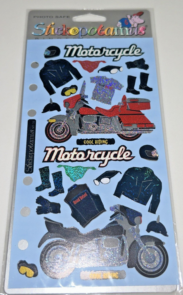 Stickopotamus MOTORCYCLE Binder Sheet Scrapbook Sticker Pack