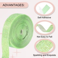 Self Adhesive Rhinestone Strips 3 Yards 0.8 Inch for Craft,Yellow AB