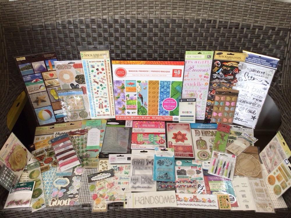 HUGE SCRAPBOOK LOT~Mixed Themes~Paper-Folder-Stamps-Dies-Stickers & More~NEW