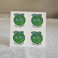 Vintage Scratch & Sniff 1977 CTP stickers MATTE LIME SHEET OF 4