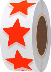 Hybsk 1″ Fluorescence Red Star Shape Paper Stickers Packaging Seals Tag Total 50