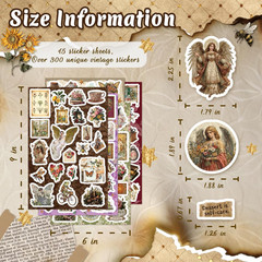 300 Pcs Vintage Stickers, Junk Journal Supplies, Cute Stickers for Journaling Su