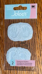 RARE Jolees Mini BABY BOY HAND FOOT PRINTS Ceramic Plaster 3D Scrapbook Stickers