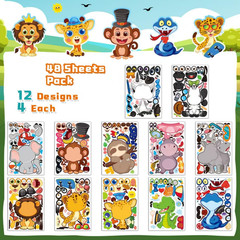 Animal Stickers for Kids – 48 Pcs Safari Birthday Decorations Wild Zoo Jungle St
