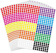 10000 Pcs 1/4″ Small Colored Dot Stickers Tiny round Labels, 10 Colors Circle St