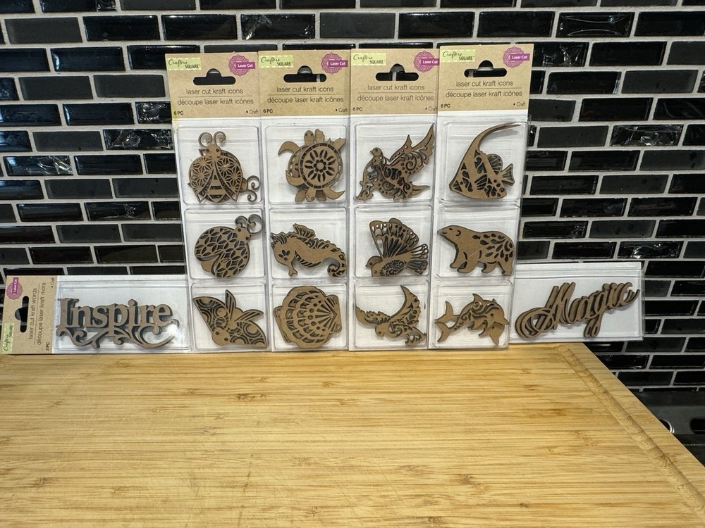 Crafter’s Square Scrap Booking Laser Cut Kraft Icons Set Of 2 Birds & Stars