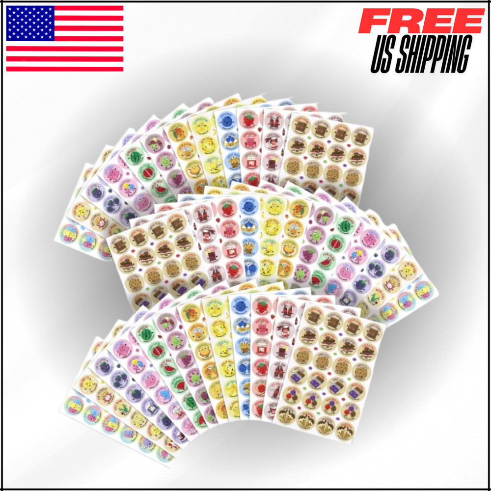 Scratch & Sniff Stickers Reward for Kids Teachers School 864pc 12 Scents
