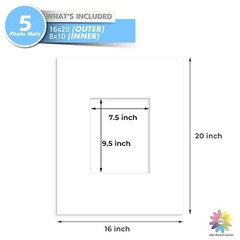 Photo Mat for Pictures Acid Free Bevel Cut Frame Mattes 4 Ply Thickness