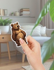 Sassy Brown Bear Die Cut Vinyl Stickers Scrapbooking Laptop Waterbottle