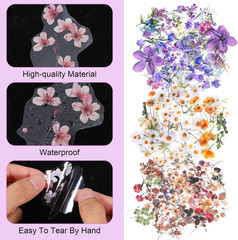 120 Pcs Flower Stickers Waterproof Transparent Vinyl Flowers Stickers Clear