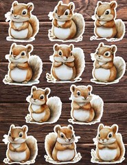 Cute Chubby Squirrel Die Cut Vinyl Stickers Set Scrapbooking Laptop Waterbottle