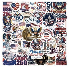 2 PACK-USA AMERICA ANNIVERSARY 250 YEARS 1776 2026 Sticker Bulk Lot Set = 112PCS