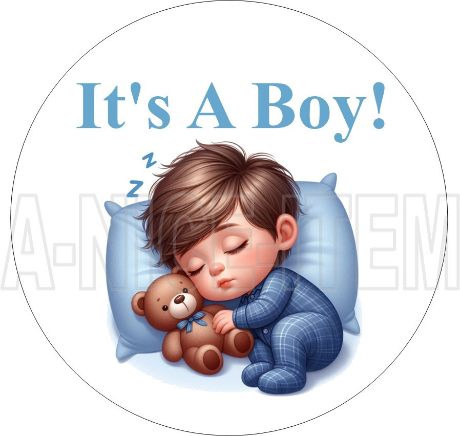 30 It’s A Boy Lollipop Envelope Seals Labels 1.5 Inch Round Baby Shower Tags