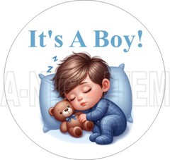 30 It’s A Boy Lollipop Envelope Seals Labels 1.5 Inch Round Baby Shower Tags