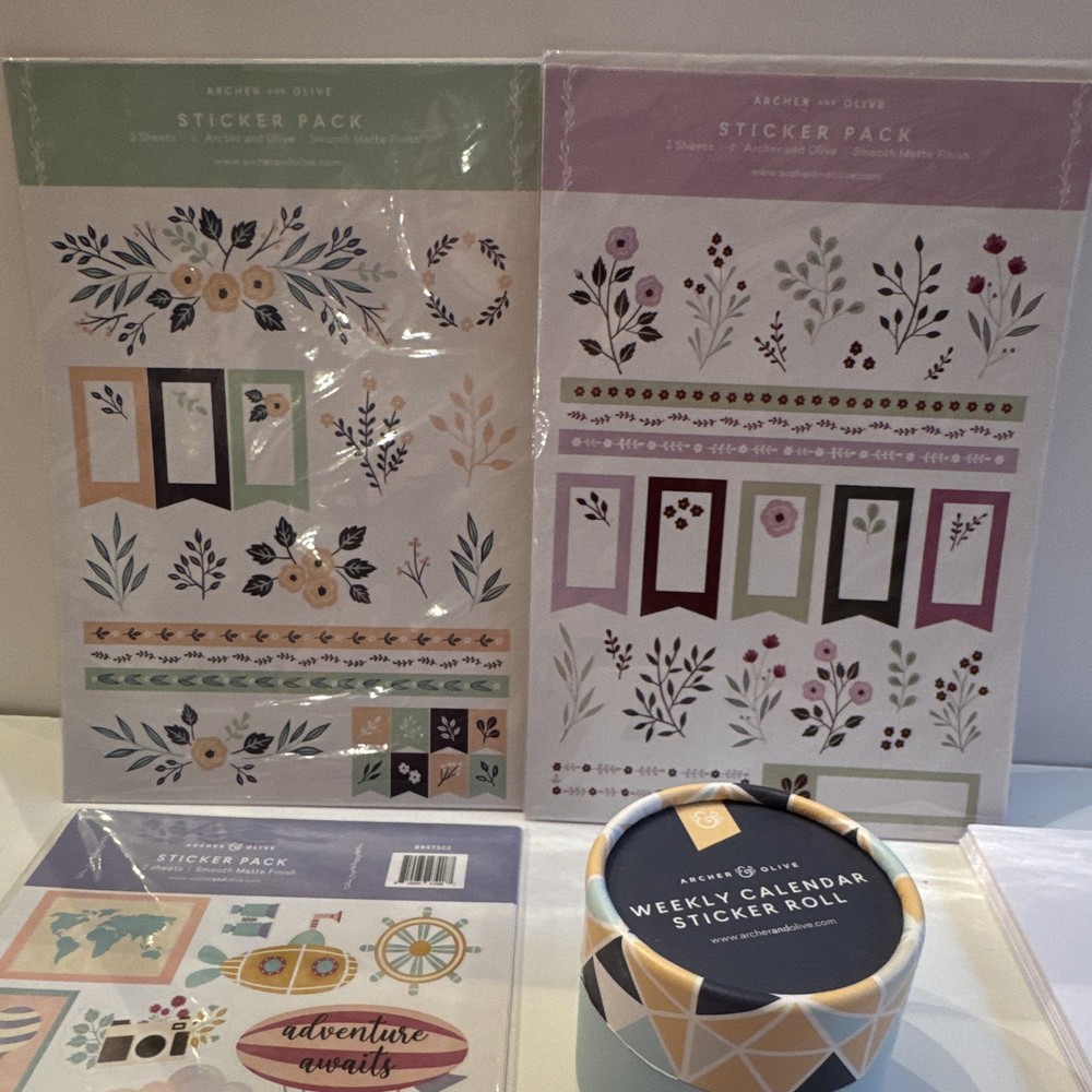 Archer & Olive Sticker Pack, Multicolor Floral Scrapbooking Stickers/Stationary