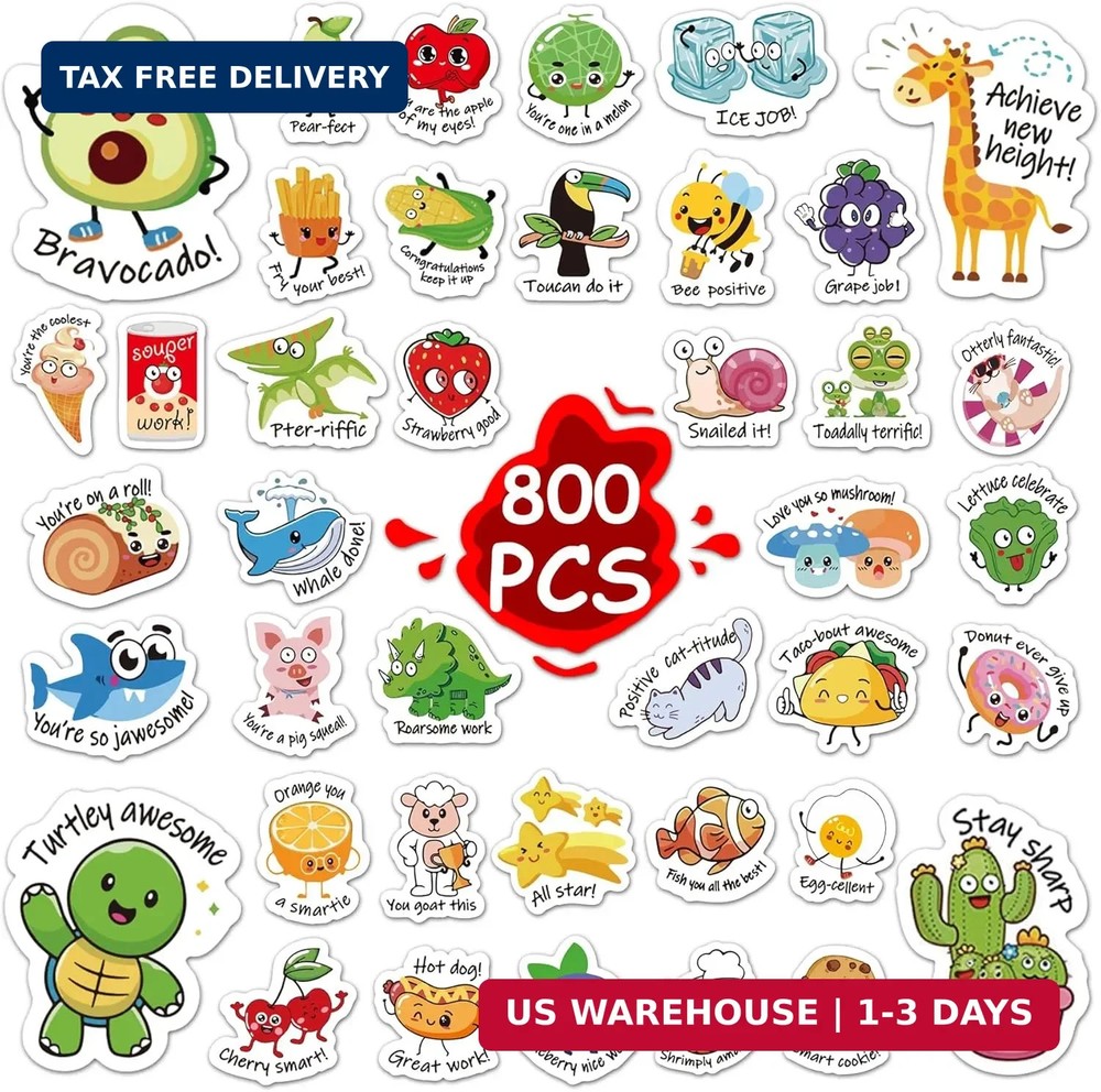 Wakawaga 800pcsTeacher Classroom Motivational Stickers for Kids Students | Rewar