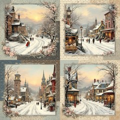 Winter Morning Decoupage Rice Paper For Ornament-Wood Art A4 1 Sheet