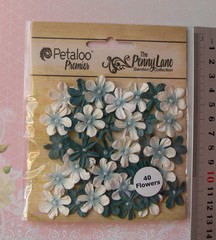 Mini Daisy Petite TEAL Mix – 40 Paper 20-22mm Pearl Centre Penny Lane Petaloo XC
