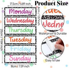 36 Pcs Back to School Days of The Week Stickers for Drawers, Color Large Day …