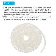 2.5 Yard 7mm Glitter Sequins Rope Sequins Rhinestone Cord Clear Cream