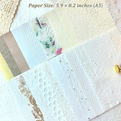 20 Unique A5 Textured Scrapbook Paper & Mesh Fabric Set, Handmade Craft Paper fo