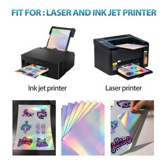 20 Sheets Holographic Sticker Paper A4 Size Vinyl Lamination Sticker Film