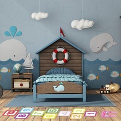 Hopscotch Game Floor Stickers for Kids, Fun Puzzle Wall Decals