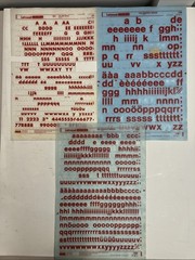 Letraset RED Helvetica 48/72pt & Futura Bold 36pt – 3 Dry Rub Transfer Sheets