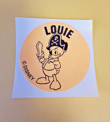 RARE! vintage 80’s Safeway neon orange Ducktales Louie sticker *restored*