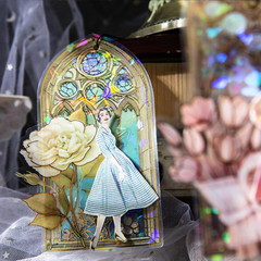 Glazed Flower Window Frame Stickes,60 Pieces Glitter Holographic Transparent PET