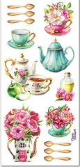 Violette Stickers Gold Floral Teacups Garden Tea Party Craft Planner Supply