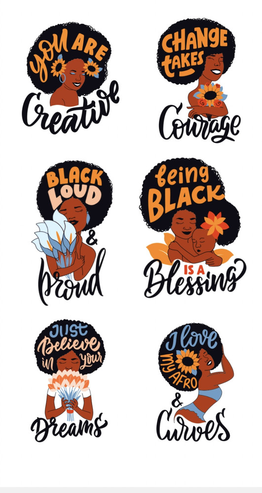 Black Woman Empowerment Stickers Afro Girl Scrapbook Decals Melanin Art Journal