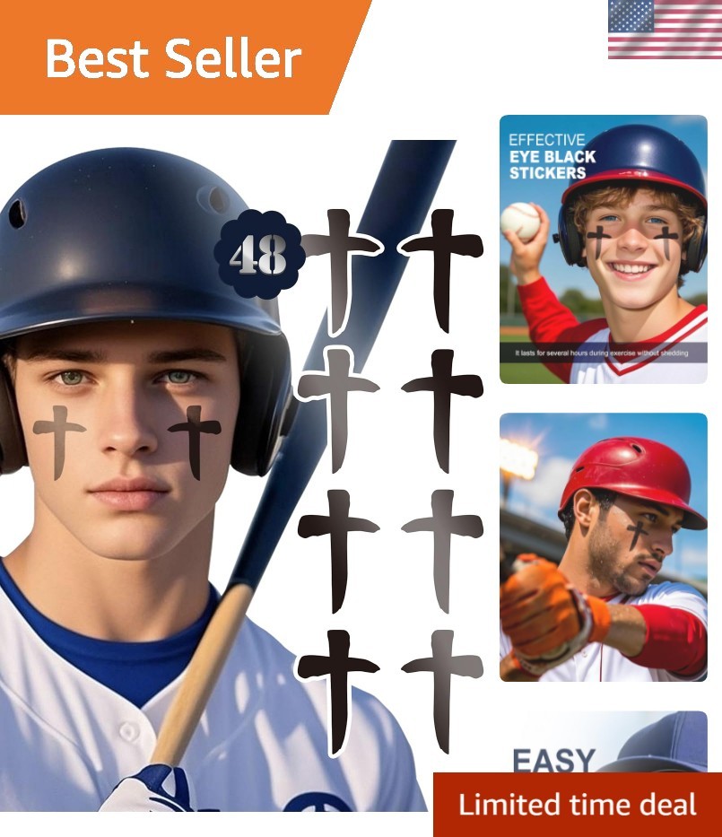 48 Pairs Eye Black Stickers, Sports Face Eyeblack Sticker for Baseball Footba…