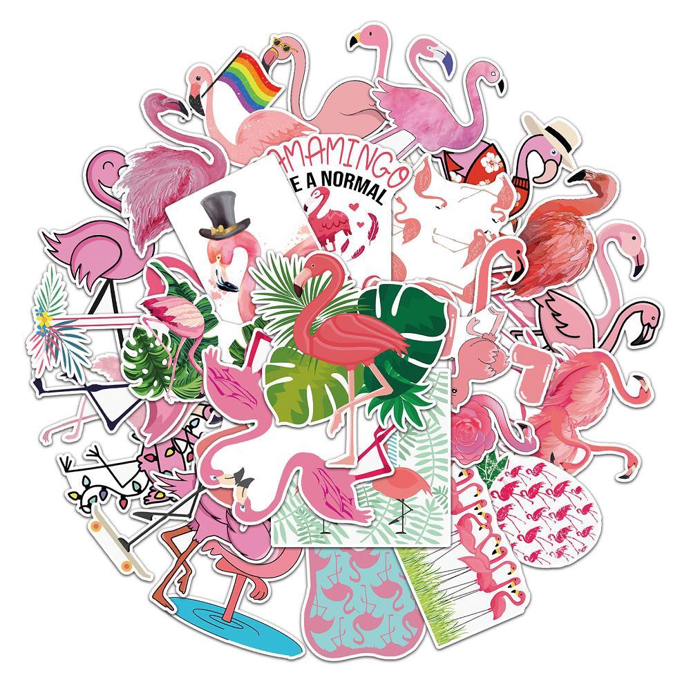 Pink Flamingo Sticker Vinyl Decal Travel Vacation Beach Animals Florida 50pc Lot
