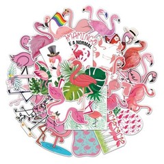 Pink Flamingo Sticker Vinyl Decal Travel Vacation Beach Animals Florida 50pc Lot