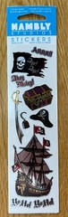 Vintage HAMBLY Studios~PIRATE Sticker Sheet~NEW Arrr/Ahoy/Boy/YoHo~Scrapbooking