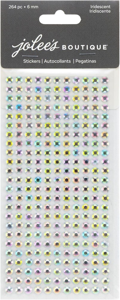 Jolee’s Iridescent Rhinestone Sticker Sheet Bling 6 MM Almost 1/4″ Diameter