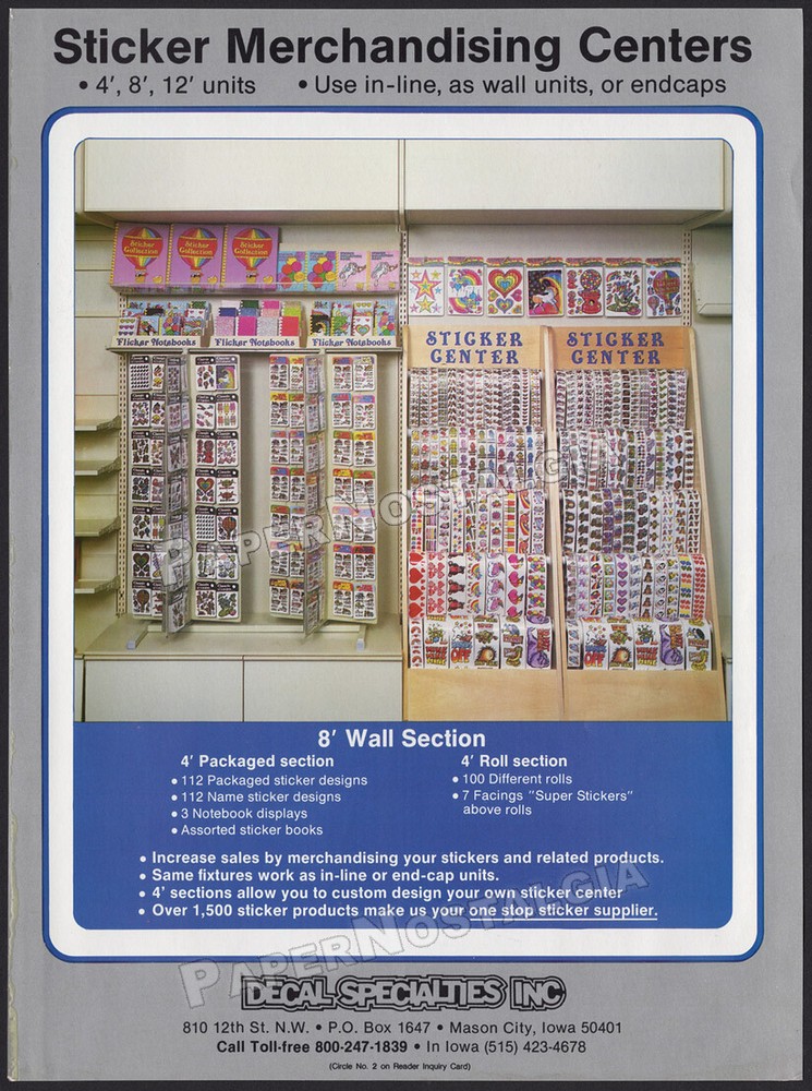 DECAL SPECIALTIES – Original 1984 Trade AD / ADVERT– scratch n sniff stickers